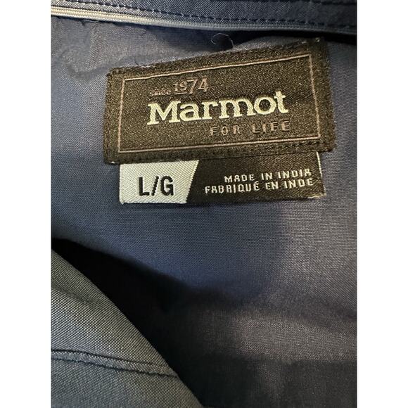 Marmot Mens Blue Gradient Ombré Shirt Large‎ Button Up Outdoor Hiking Camping - Picture 8 of 10